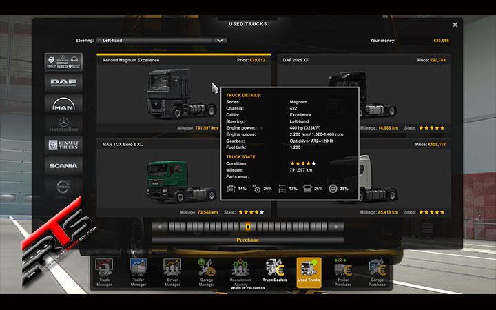 Image Principale Euro Truck Simulator 2 - American Truck Simulator - WIP : Mise à jour 1.49 - Vendeurs de camions d'occasion